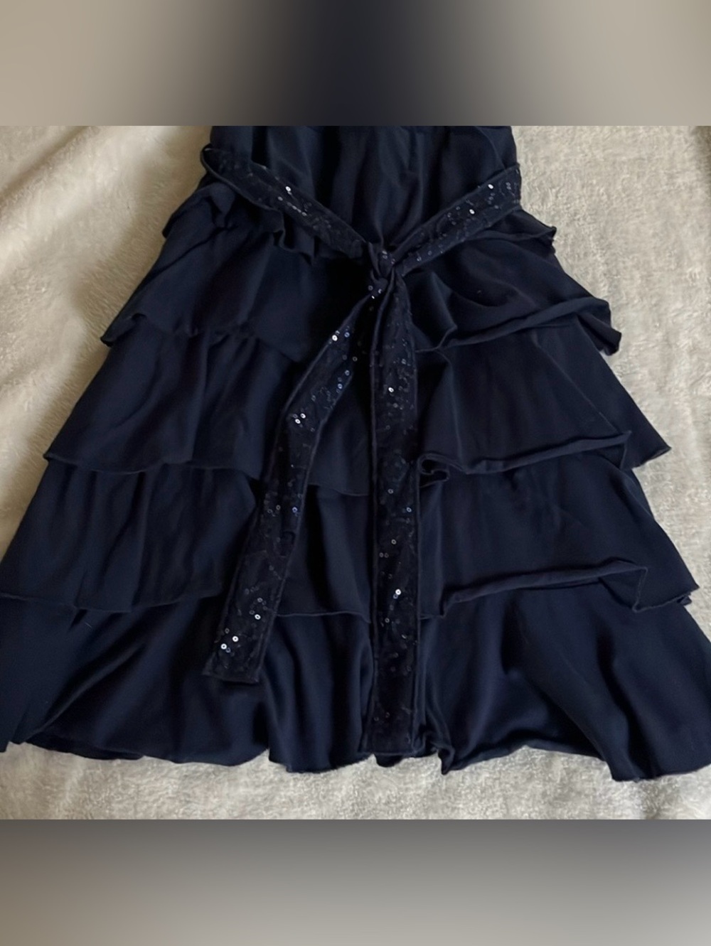 NWT The Children's Place Girls Navy Blue Sequin Belt Tiered
Ruffle Dress L 10/12 - Picture 6 of 11